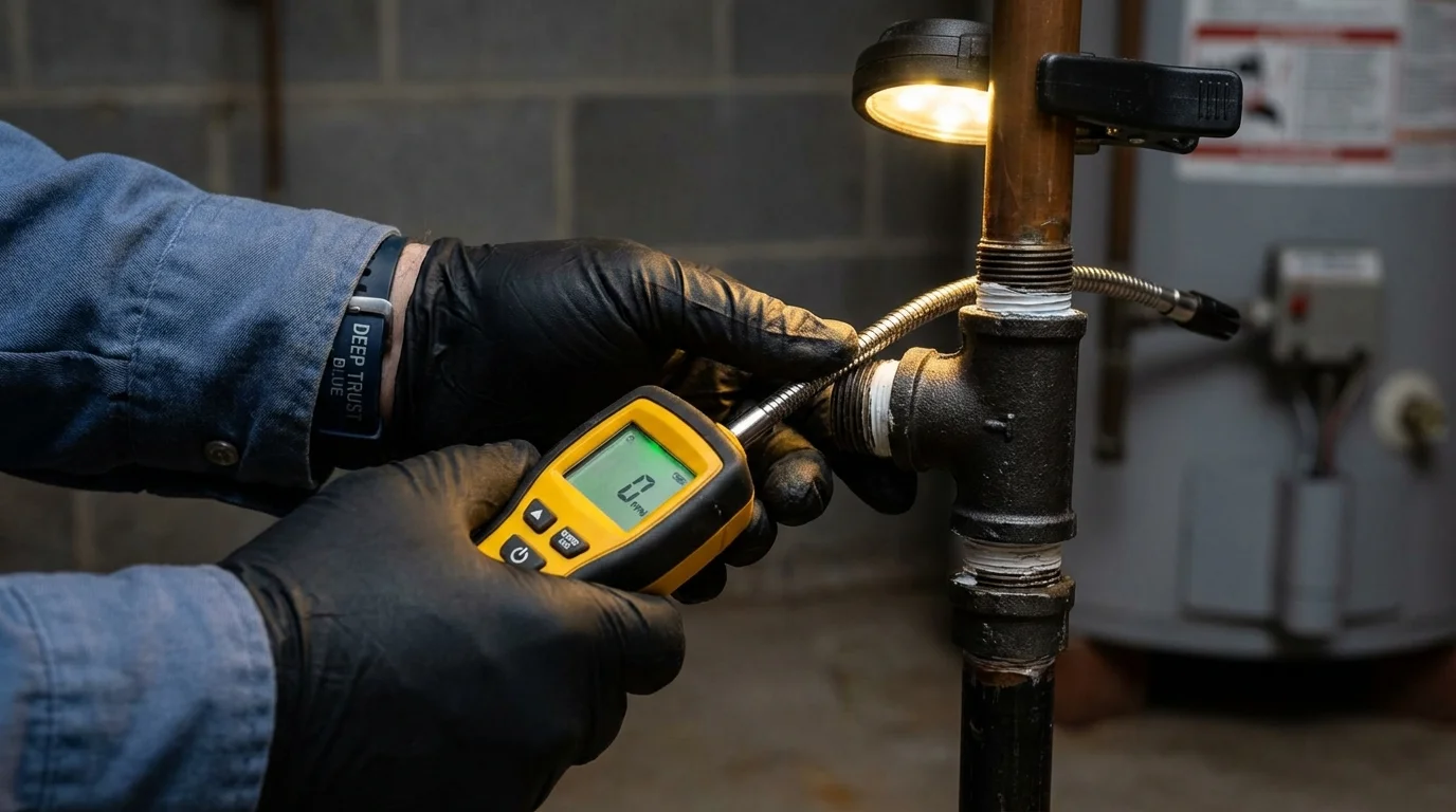 Gas leak detection with electronic sniffer by Johns Plumbing LLC in Redby
