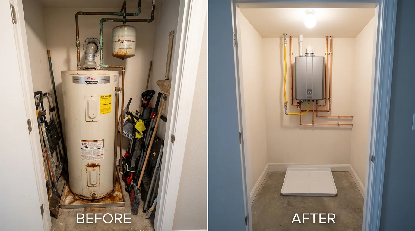 Tank water heater versus wall-mounted tankless unit comparison for Redby, MN homeowners